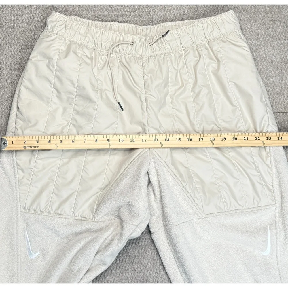 Nike Sportswear Women's Double Swoosh‎ Beige Curve Plush Fleece Pants Size XL